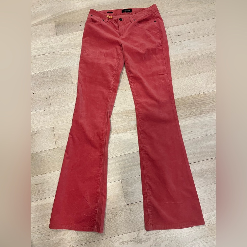 Pink, velvet boot cut, flared pants